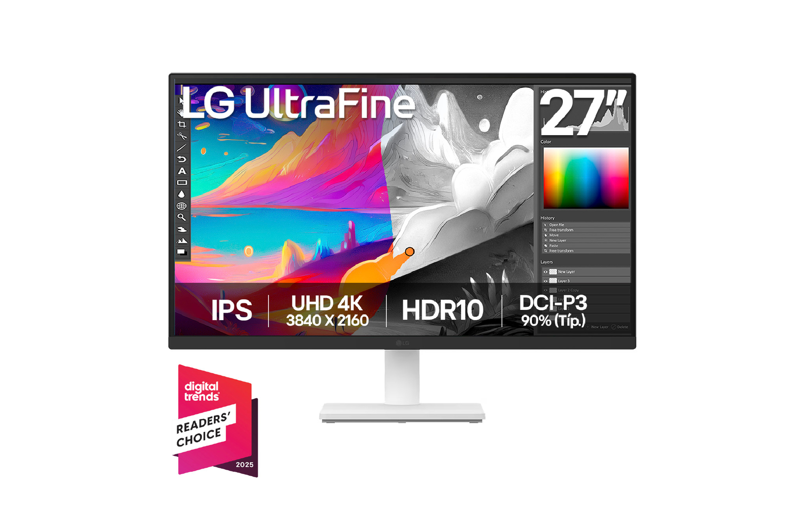 Vista frontal de Monitor IPS UHD 4K (Resolución 3840 x 2160) 27US500-W